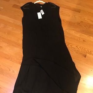 EILEEN FISHER LONG BOATNECK DANCER DRESS BLACK, SIZE LARGE
